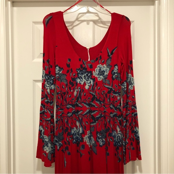 NWT Free People HOLIDAY Maxi Midnight Garden Red Floral Dress Size Small - Picture 7 of 8
